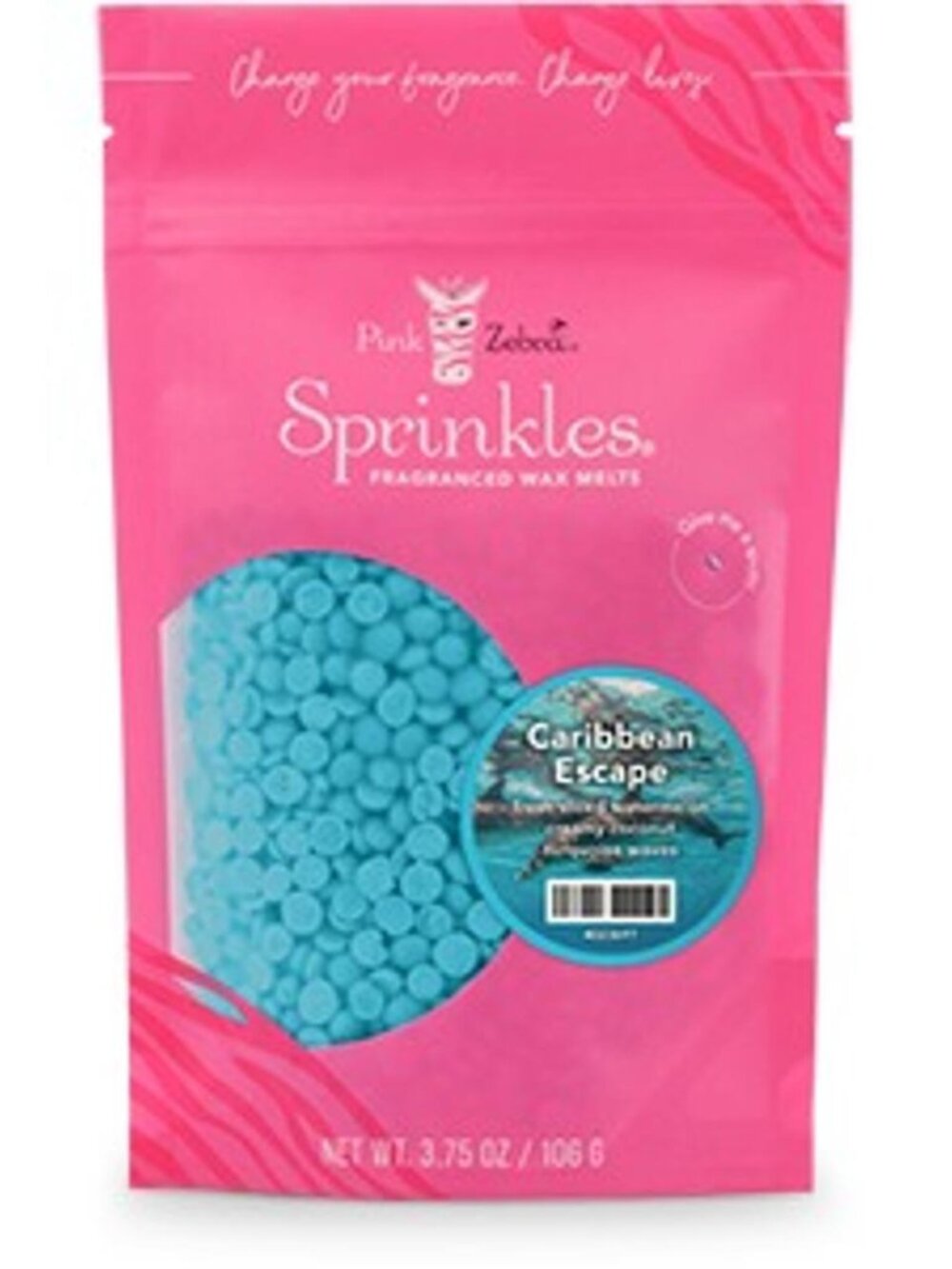Pink Zebra CARIBBEAN ESCAPE Scented Wax Sprinkles 3.75 oz New